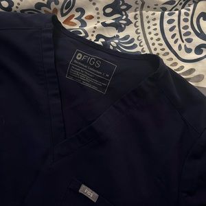 Figs one pocket scrub top navy blue